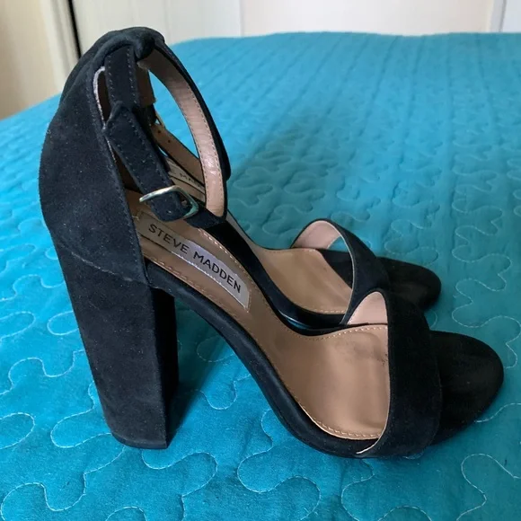Steve Madden -Carrson Black Leather heeled sandals - Picture 2 of 11